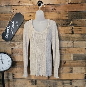 SALE-DKNY Women's Oatmeal Hooded Knitted Sweater Sz M/L